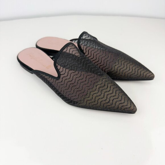 PRETTY BALLERINAS Mesh Glitters Slide Mule Pointed Toe Ballet Flat Black Nude 39 - Picture 8 of 10